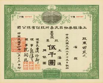 Share Certificate of Shanghai Securities and Commodities Exchange Company Limited