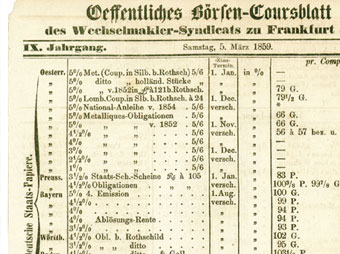 Oeffentliches Börsen-Coursblatt (Ausschnitt)